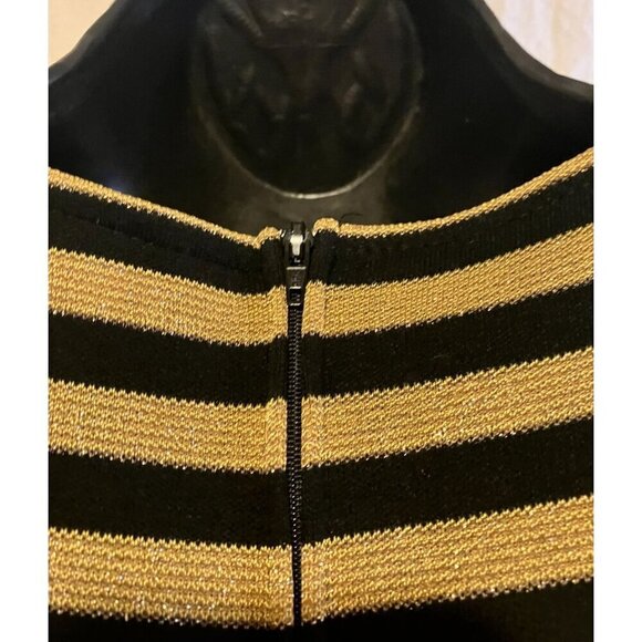 Vintage Jumpsuit 10 Gold Lamé Striped Belted Wide Leg Nautical Party Cocktail - Picture 9 of 13